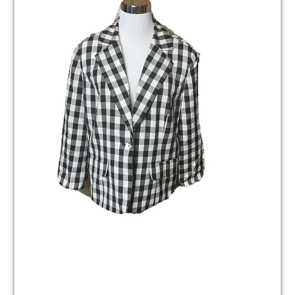 JM Collections jacket black white gingham size 10 - Picture 1 of 5